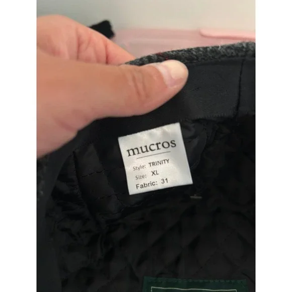 NWT Mucros weavers workshop trinity 100% wool flat cap ireland gray red tweed XL - Picture 7 of 8